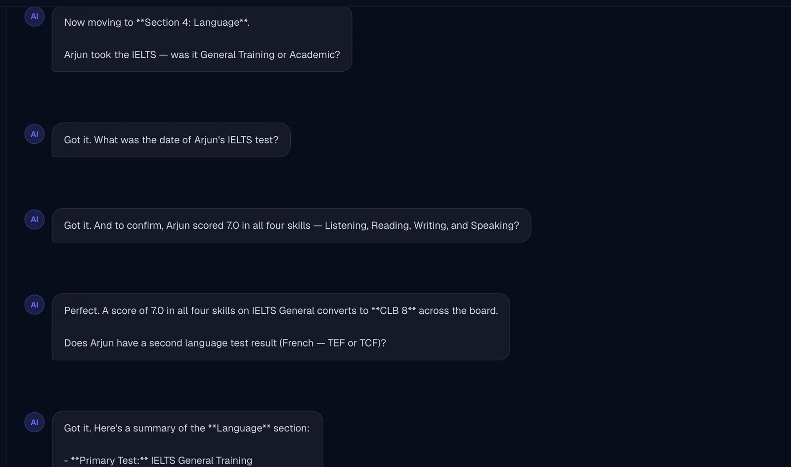 Navisa client intake screenshot