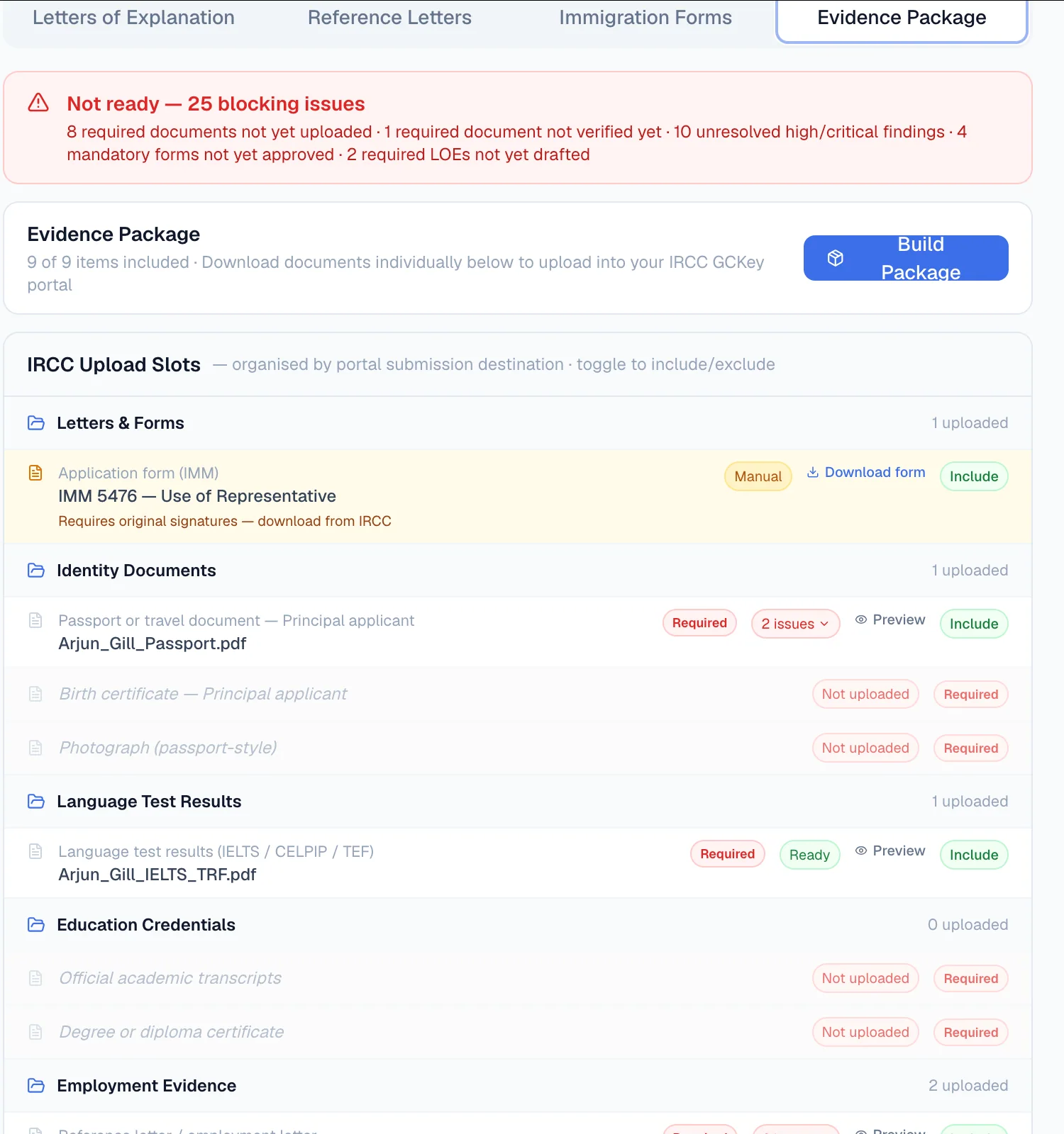 Package confidence screenshot